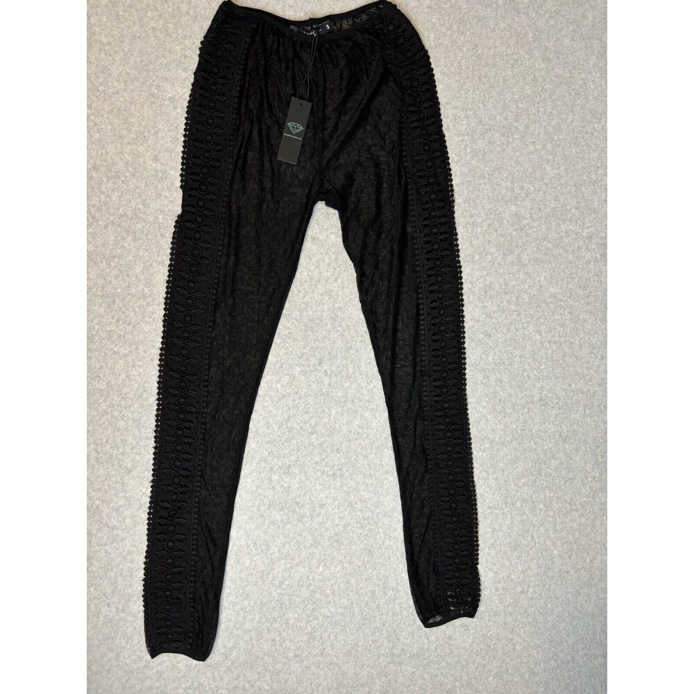 Diamond Supply Co Fair Leggings Black Women's Size Small Sheer Mesh Lace Eyelet